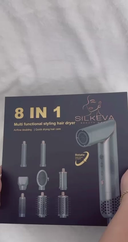 Le luxueux de SILKEVA : Brosse soufflante ionique 8 en 1.